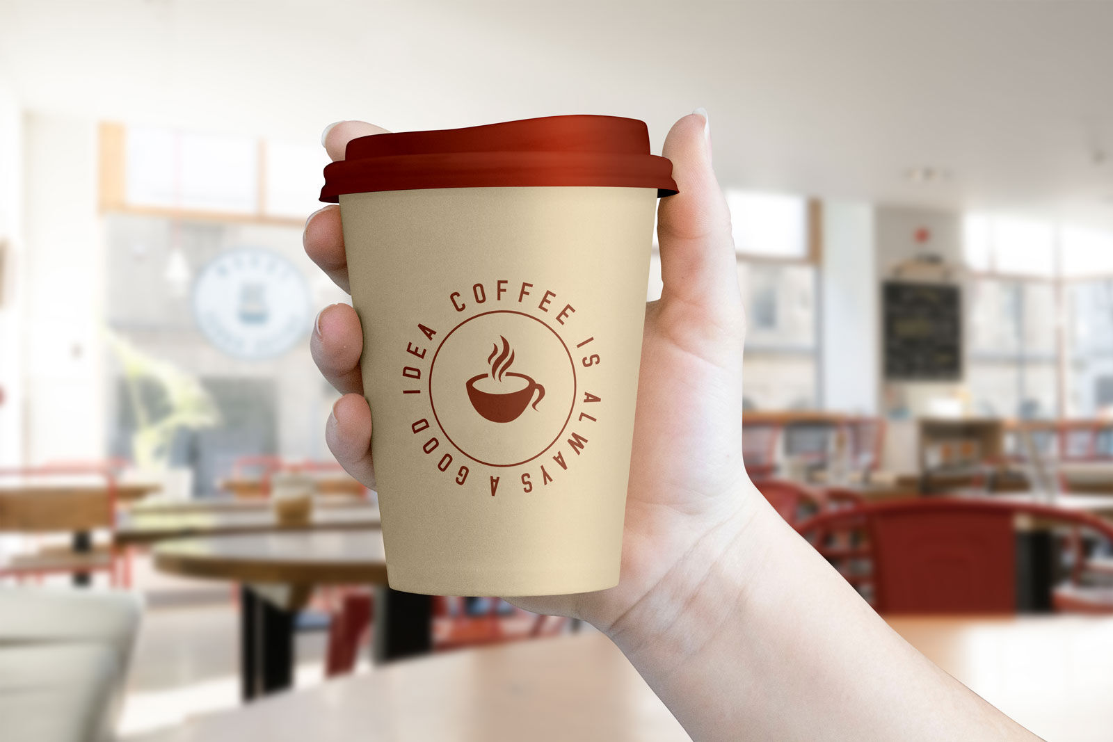 Realistic Mockup Showing Hand Holding a Coffee Cup with Lid preview