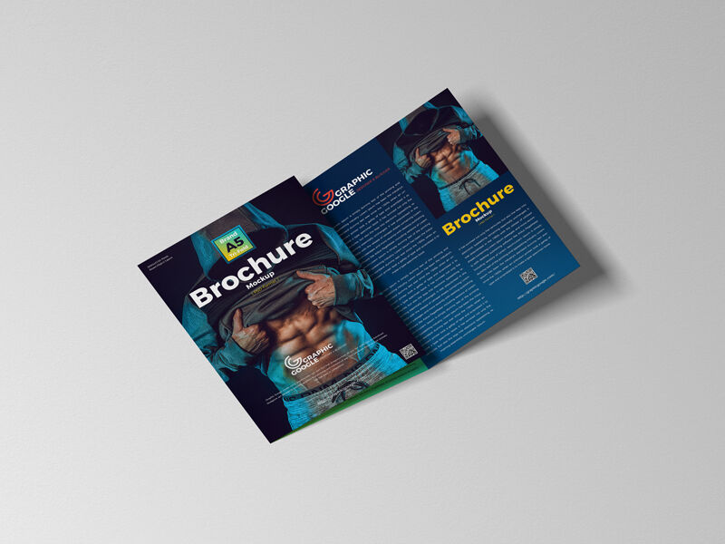 Half-open A5 Tri-fold Brochure Mockup