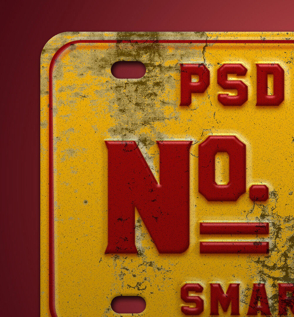 Front View of Worn-out Vintage Number Plate Mockup / Text Effect