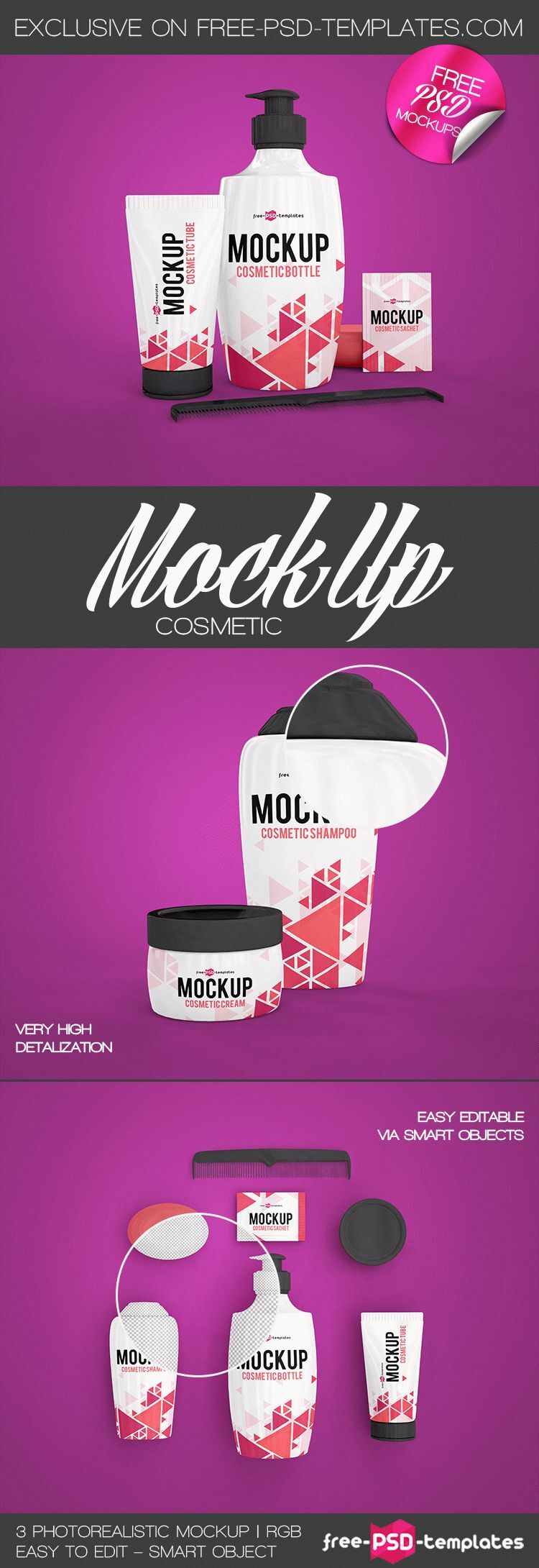 Three Cosmetic Mockups From Front and Top View preview