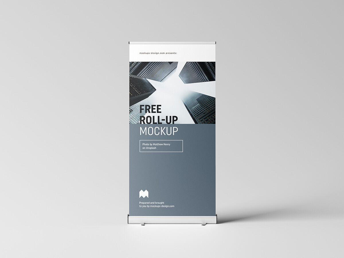 4 Vertical Roll Up Banner Stand Mockups