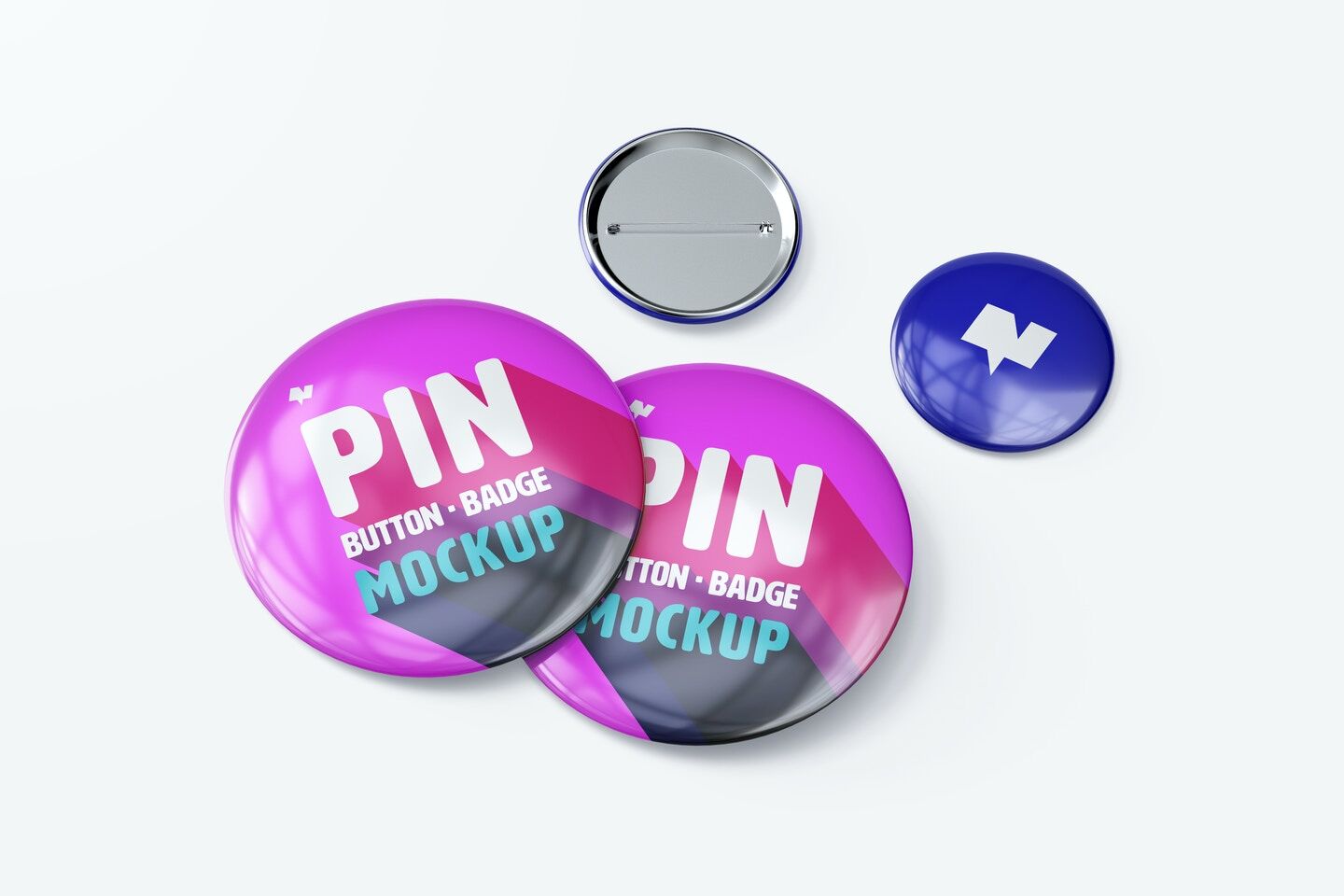 Round Pin Button Mockup In 2 Different Sizes