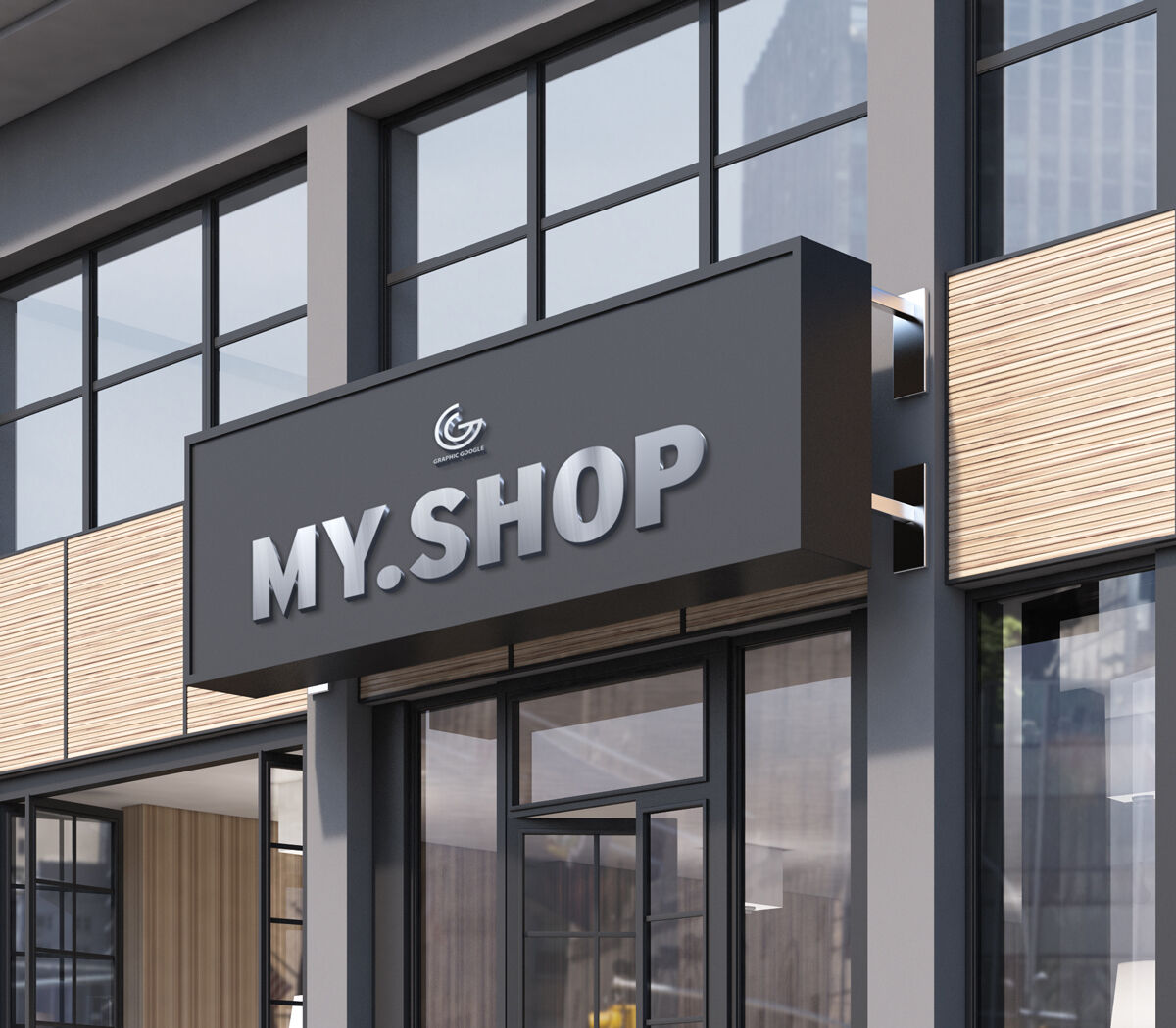Mockup of an Outdoor Shopping Facade
