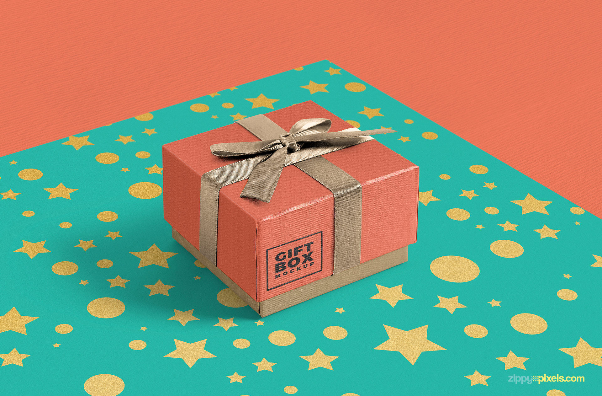 Mockup Featuring a Gift Box with Ribbon