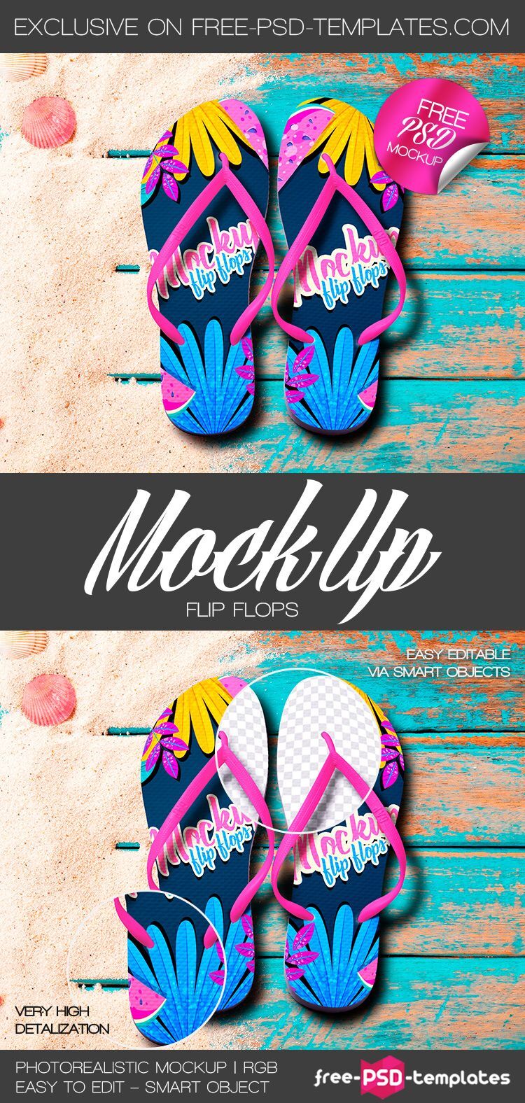 Mockup Featuring an Overhead Shot of Flip Flops preview