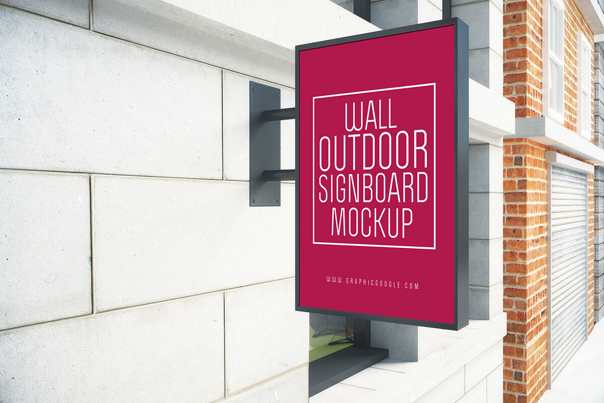Mockup Showcasing Hanging Wall Outdoor Signboard preview