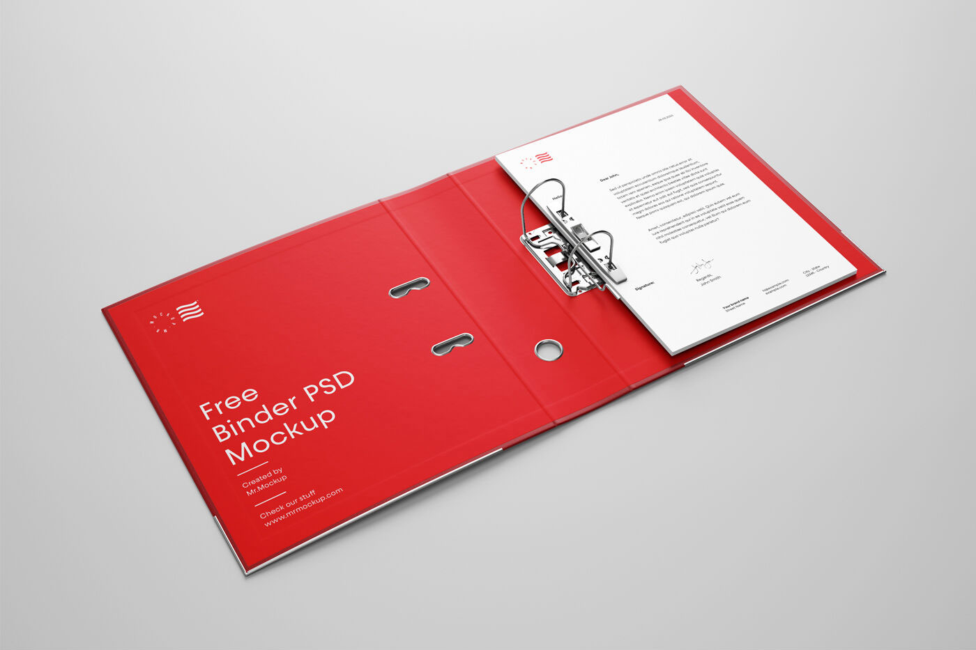 Perspective Mockup Featuring a Binder with Papers