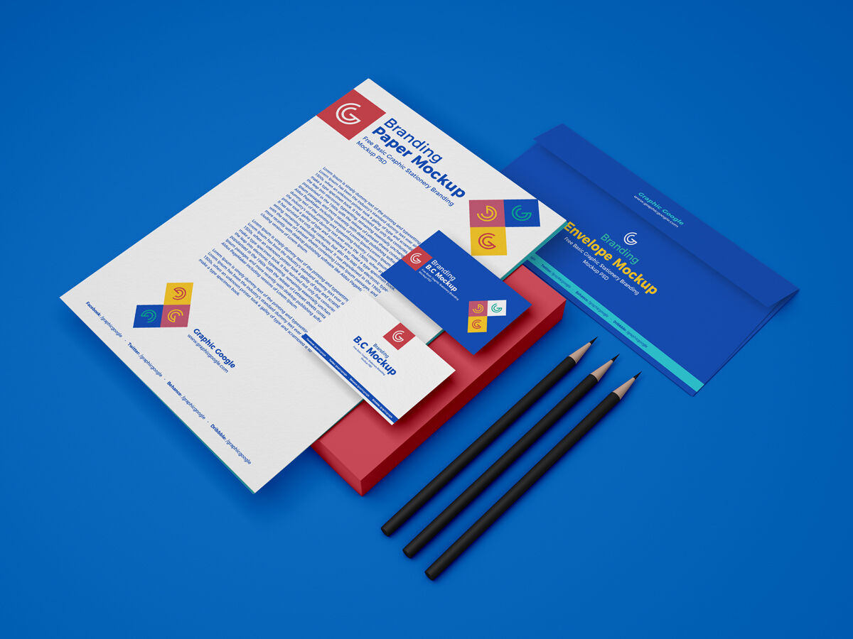 Stationery Branding Mockup of Two Business Cards Envelope and Letterhead preview
