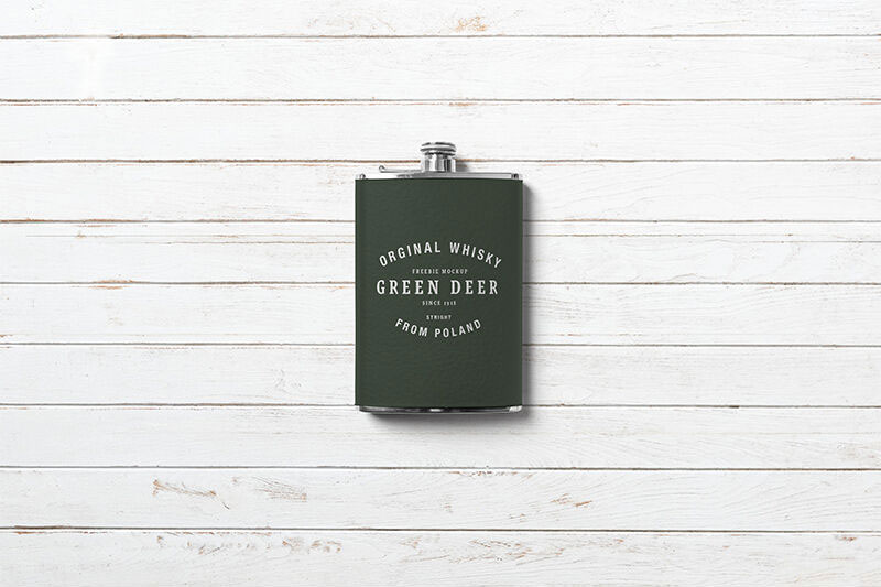 Front View Metal Hip Flask Mockup