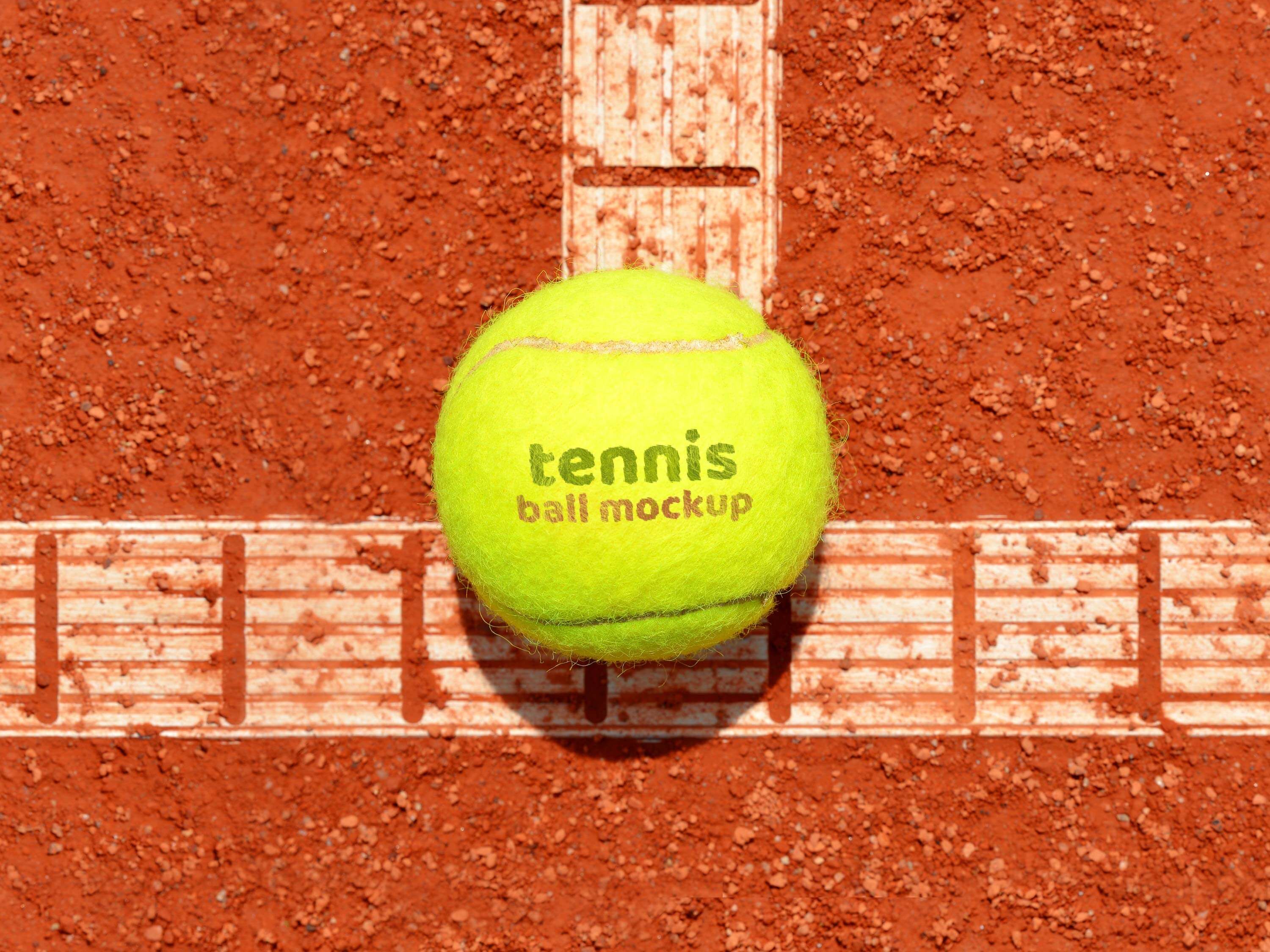Soft Tennis Ball Logo on a Clay Court Mockup