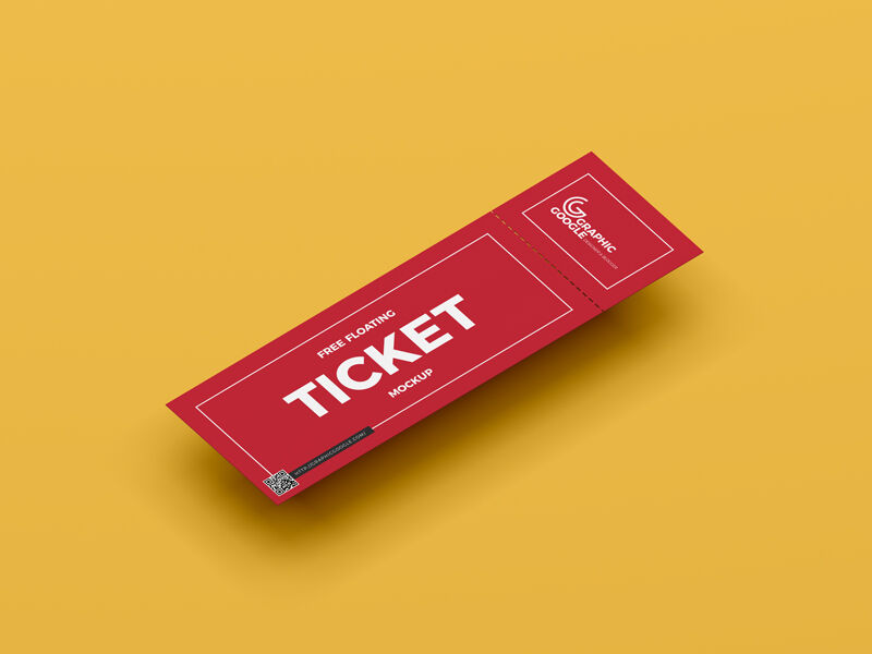 Floating Ticket Mockup at the 3\4 Angle View