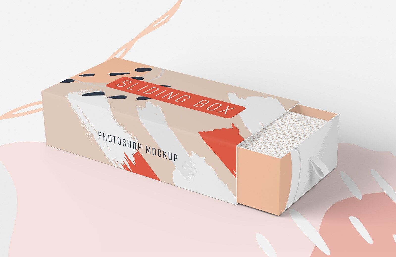 Perspective View Slightly Open Sliding Gift Box Mockup