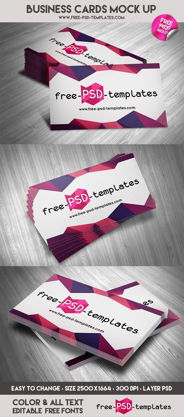 Three Mockups Featuring Stacks of Bunsiness Cards preview