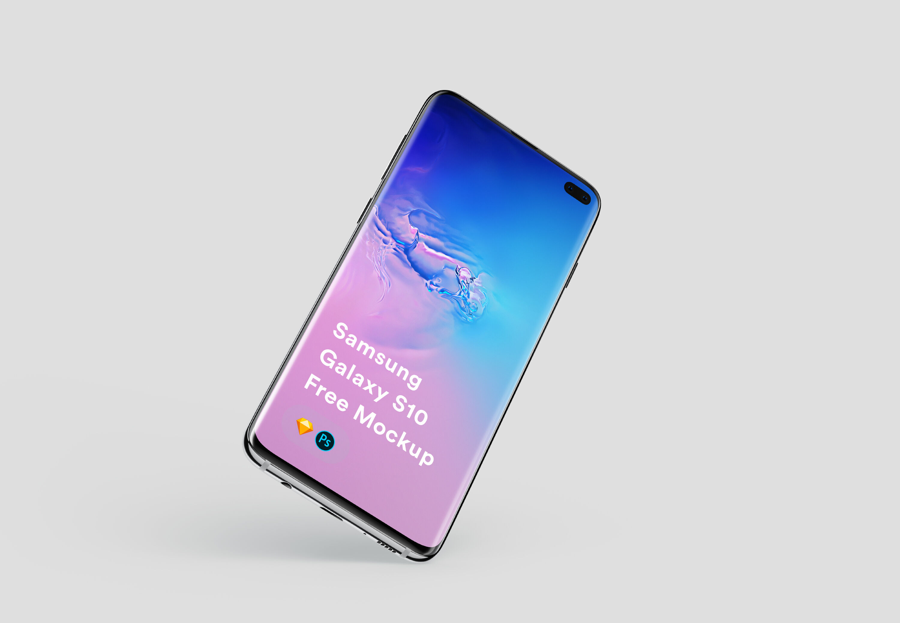 Mockup Showing Floating Samsung Galaxy S10