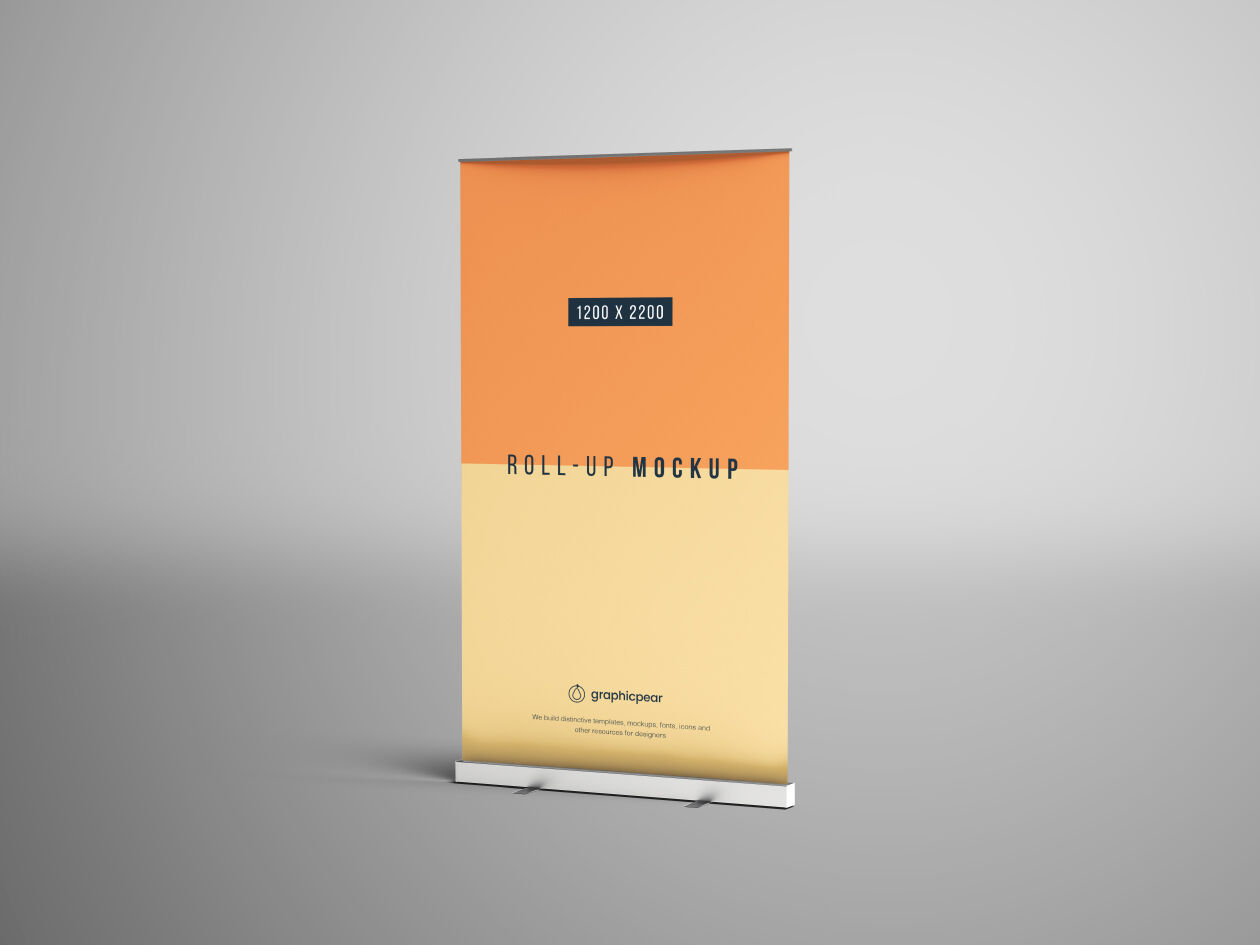 Vertical Roll Up Banner Stand Mockup