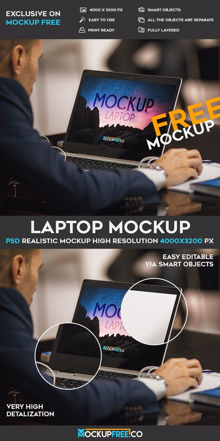 Mockup Featuring a Man Working on Laptop preview