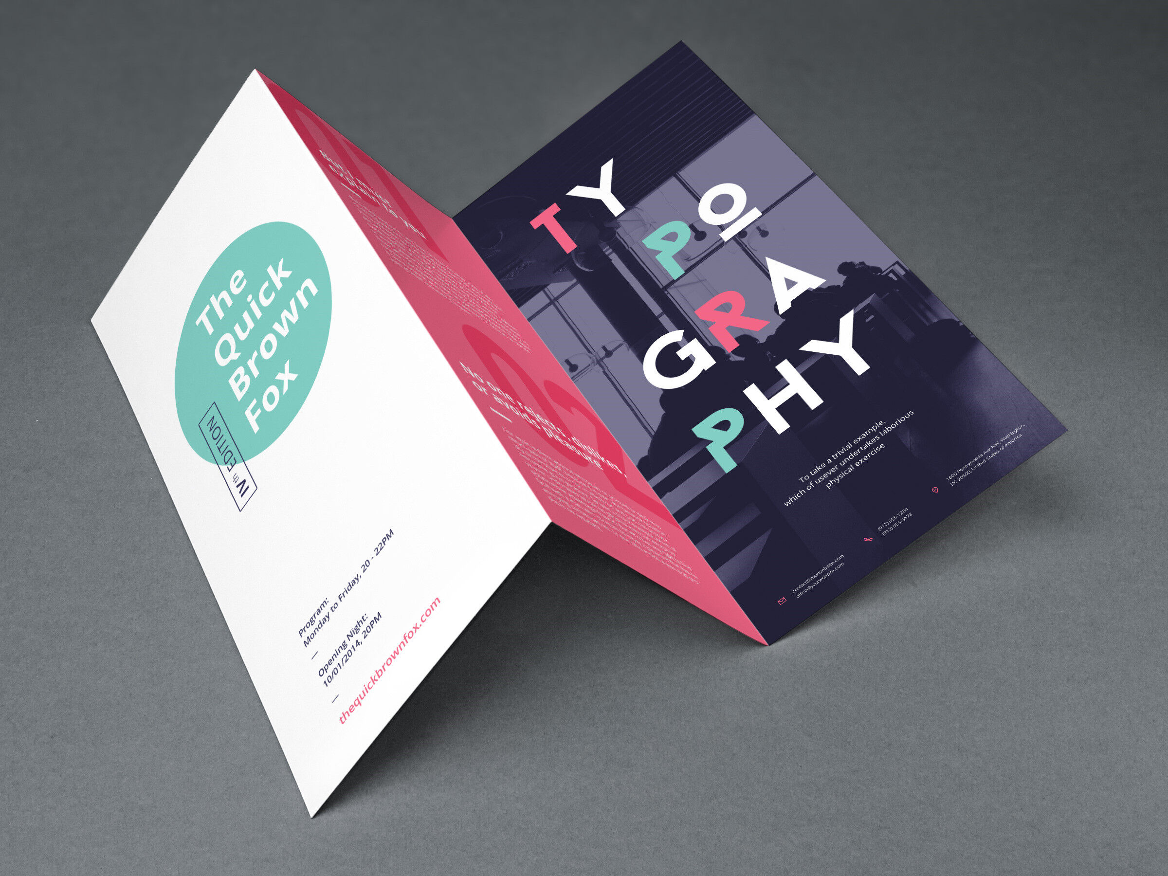 Perspective Half-Open Tri-Fold Brochure Mockup preview