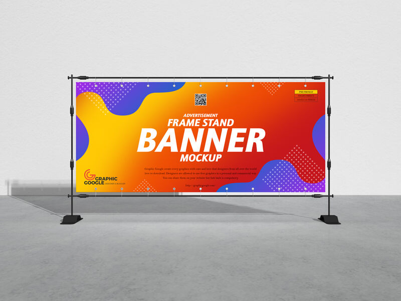 Front View Advertising Backdrop Banner Stand Mockup preview