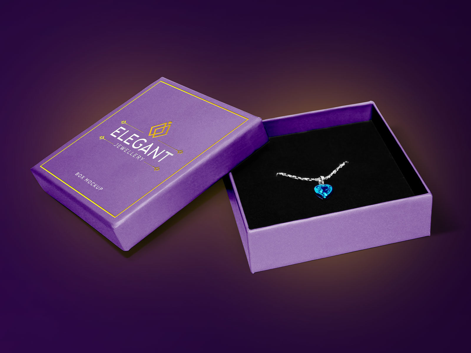 Mockup Showing an Open Jewelry Neckless Cardboard Box