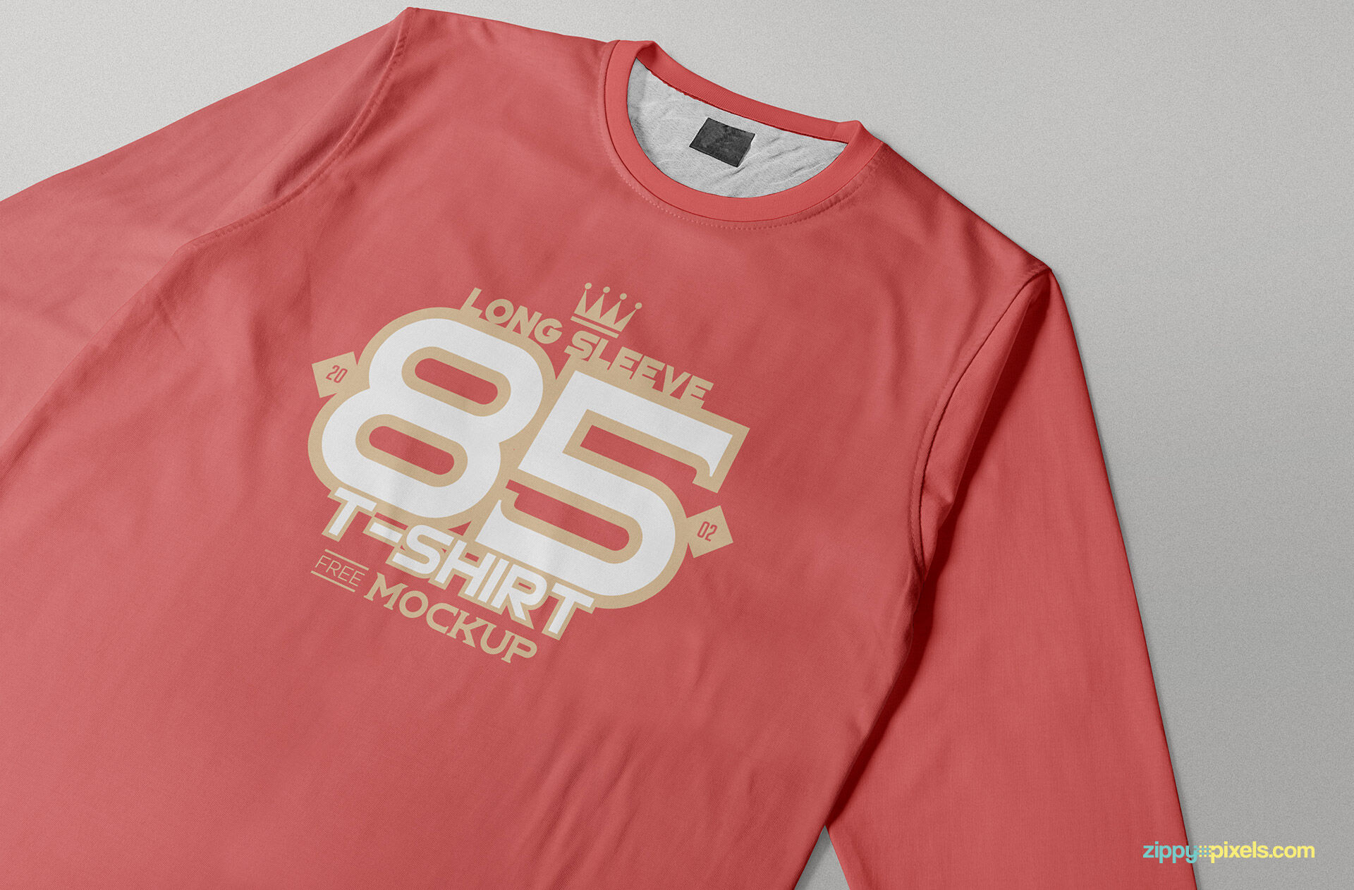 Close Up Round Neck Long-Sleeve T-Shirt Mockup