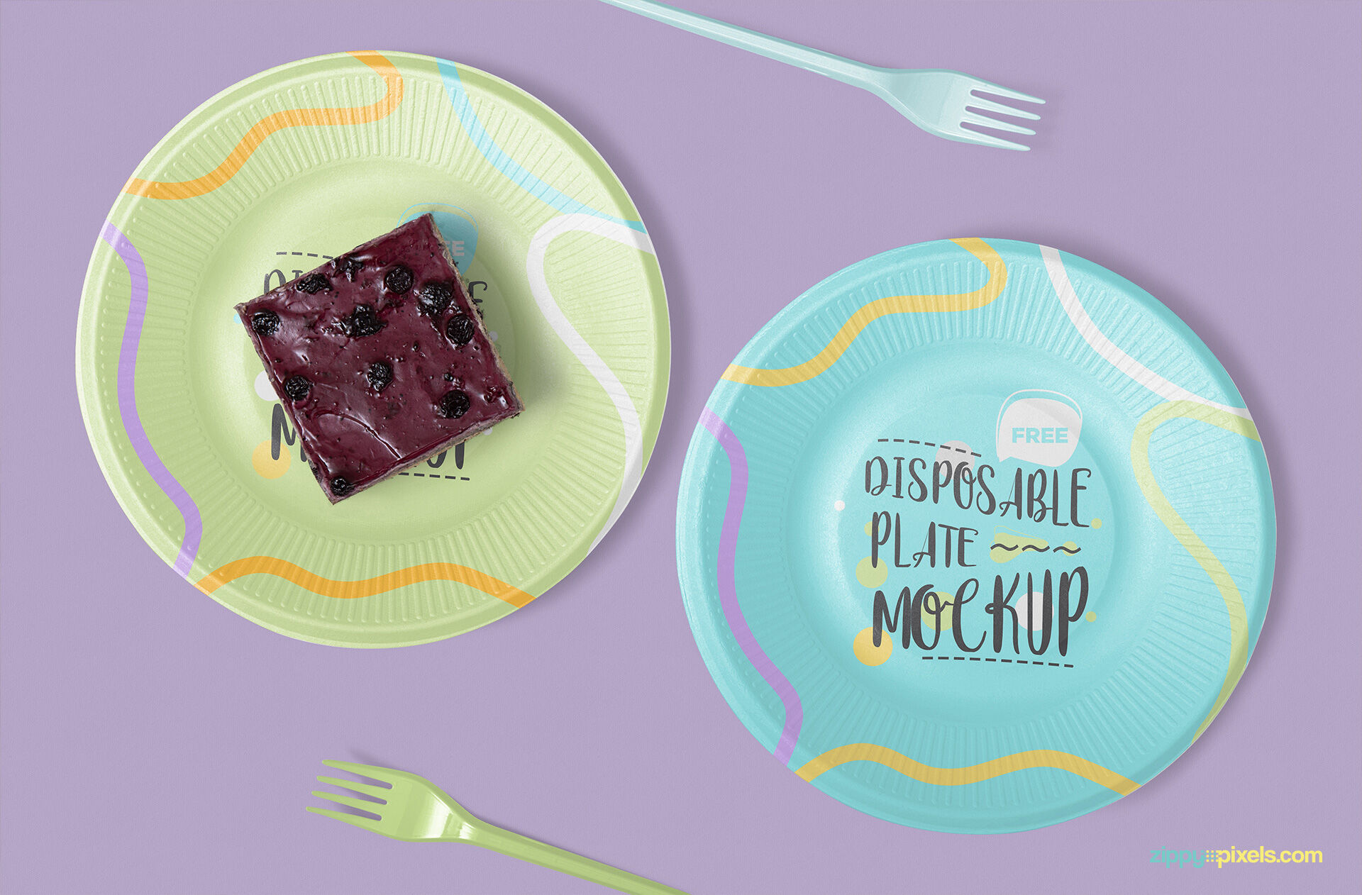 Mockup Featuring Two Disposable Paper Plate with Forks