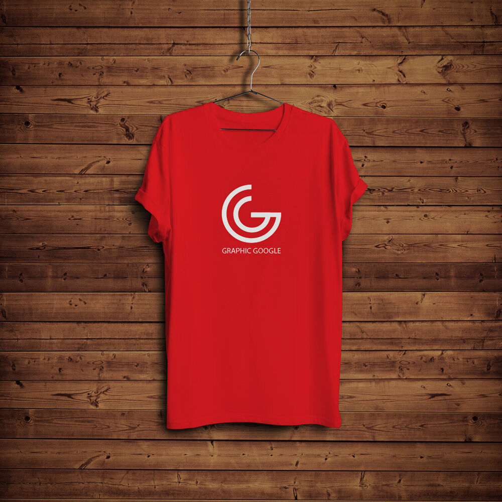 T-Shirts Mockup With Hanger on the Front Wooden Scene